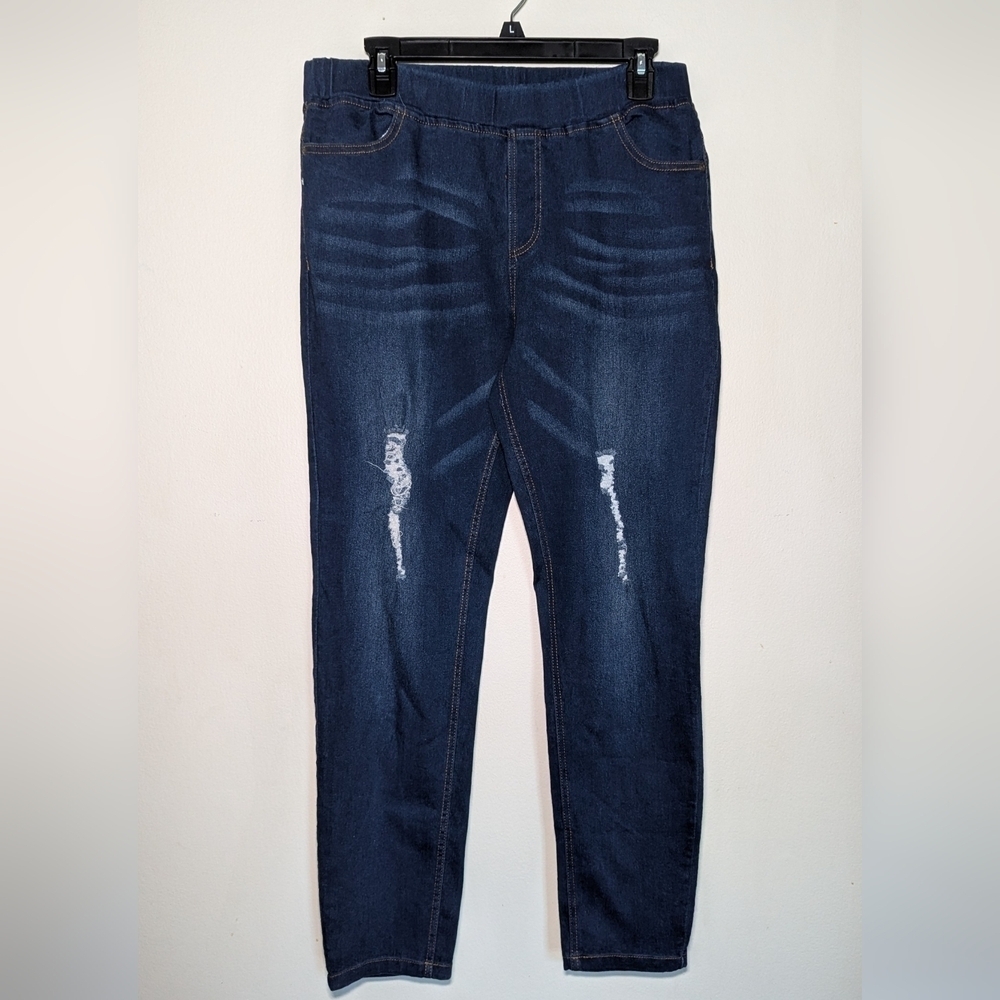 Jvini Fashion Pull-on Distressed High Rise Jeggings Stretchy Size 1XL